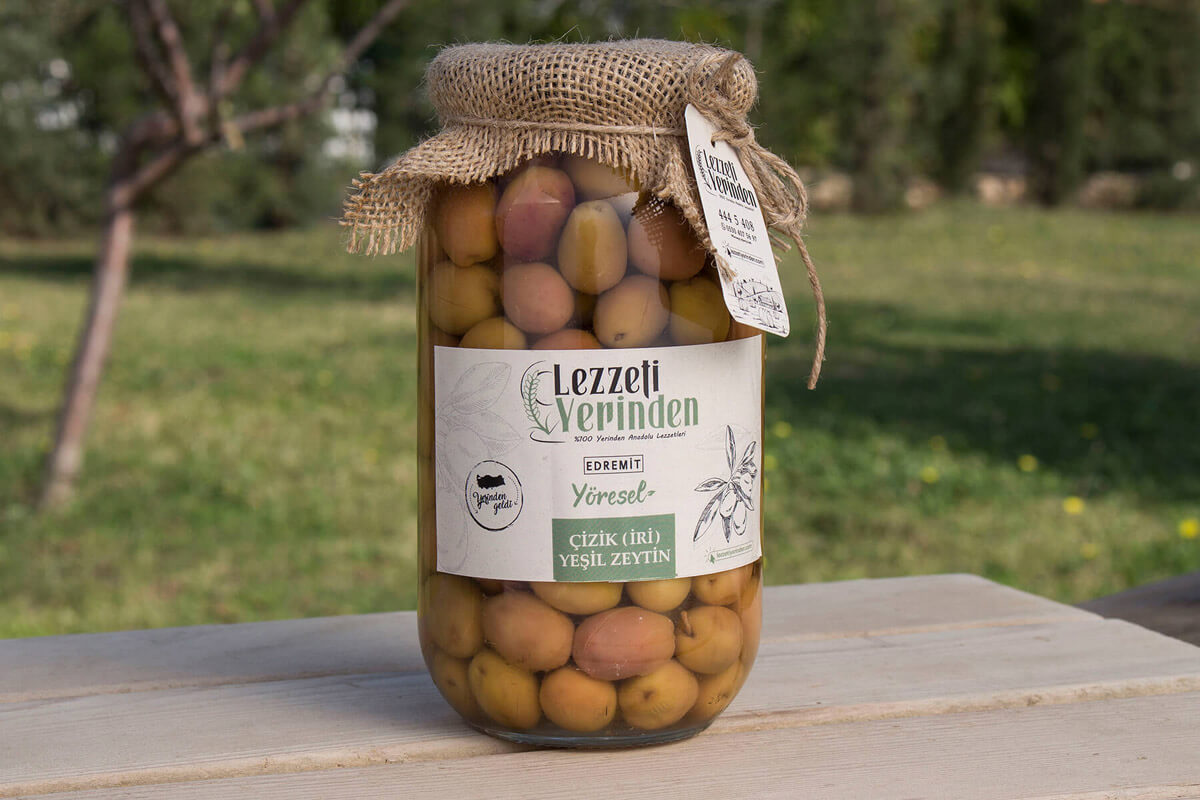 cizik iri yesil zeytin edremit Çizik İri Yeşil Zeytin Edremit – 600 Gr