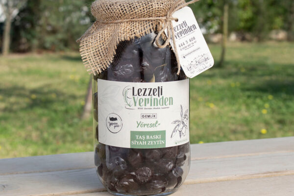 Taş Baskı Siyah Zeytin Gemlik – 650 Gr